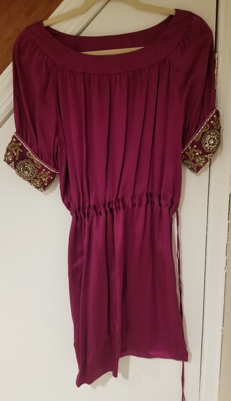 Aysha Magenta Silk Dress - Picture 4 of 5
